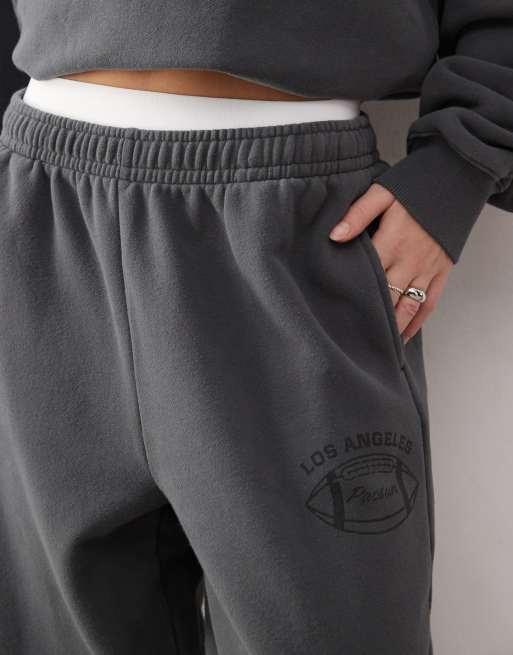 Pacsun Los Angeles slogan sweatpants in washed black - part of a set, 4 of 5