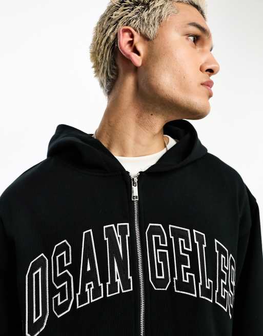 Pacsun los angeles zip through hoodie in black