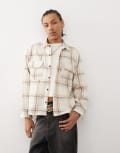[PACSUN] Pacsun multi check oversized shirt in tan L MULTI