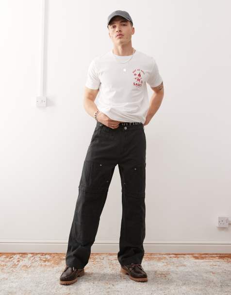 Pacsun patch pocket utility pants in black - view 1