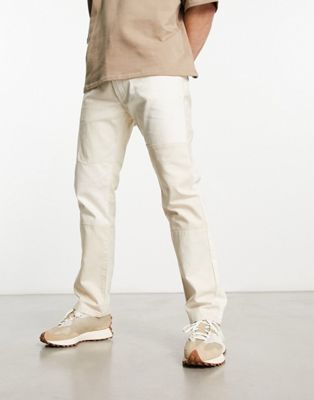 Pacsun Patchwork Relaxed Jeans In Beige-neutral