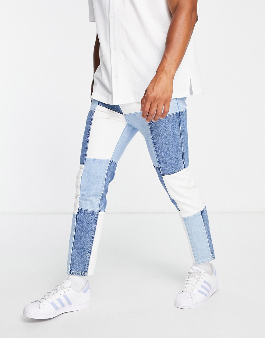 Pacsun patchwork relaxed jeans in blue-Multi