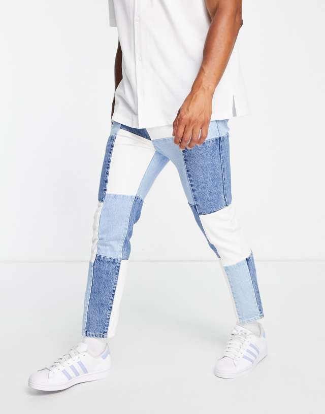 Pacsun patchwork relaxed jeans in blue