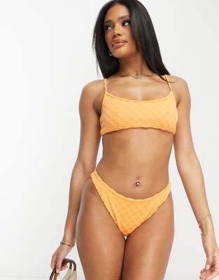 PacSun - Positano - Bikini-Tanktop aus Frottee in Orange, Kombiteil