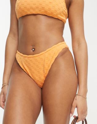 PacSun - Positano - Bikinihose aus Frottee in Orange mit U-Ausschnitt, Kombiteil