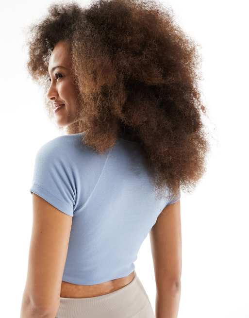 PacSun raglan cropped t-shirt in faded blue ASOS