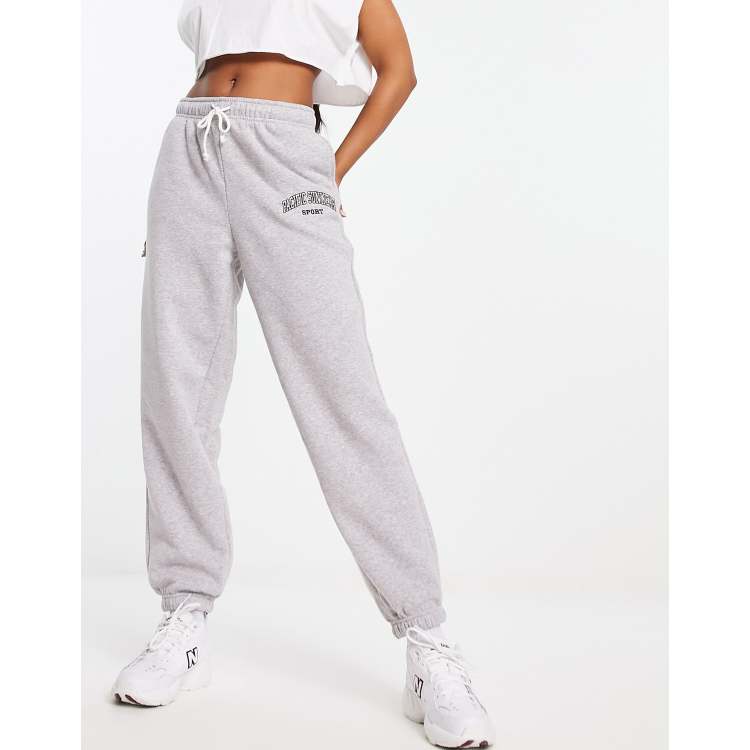 relaxed varsity joggers in gray ASOS