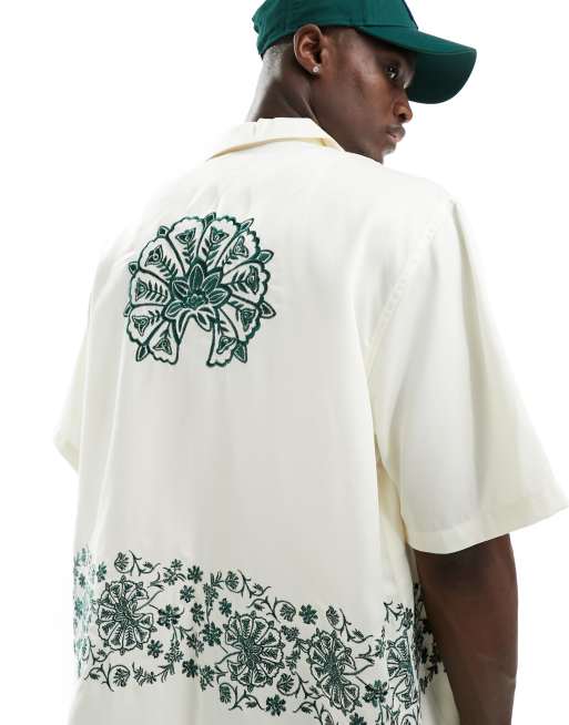 PacSun short sleeve embroidered shirt in white