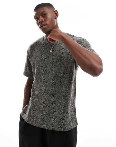 Pacsun short sleeve knitted t-shirt in heather black