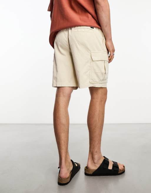 PacSun Off White Low Rise Elastic Waist Cargo Shorts