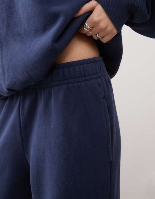Pacsun slogan wide leg trackies in washed navy (part of a set), 4 of 5