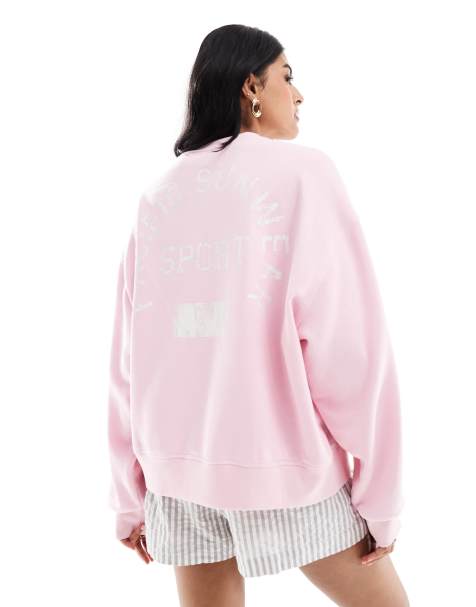 Pacsun sport slogan crewneck sweater in pink - view 1