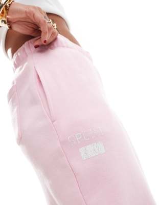 Pacsun Sport Slogan Wide Leg Tracksuit Pants In Pink