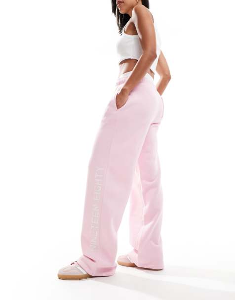 Pacsun sport slogan wide leg tracksuit trousers in pink