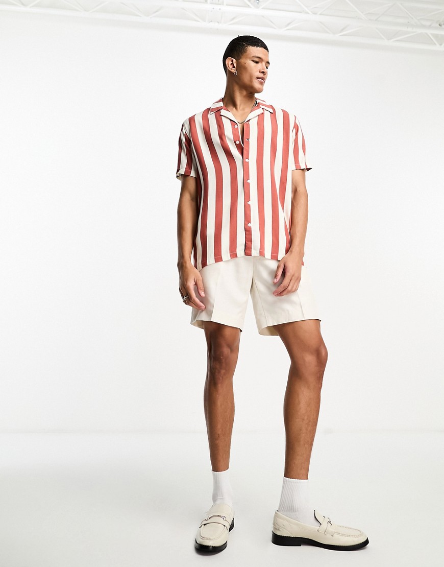 stripe short sleeve shirt in redwood burl-Multi