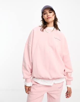 Pacsun - Sweatshirt in Silberrosa mit Schriftzug und Rundhalsausschnitt, Kombiteil