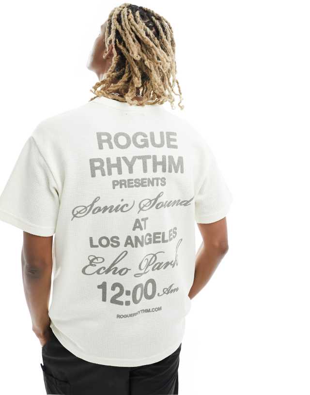 PacSun underground slogan waffle texture T-shirt in off-white | ASOS