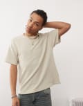 [PACSUN] Pacsun waffle knit oversized t-shirt in off white S White asparagus