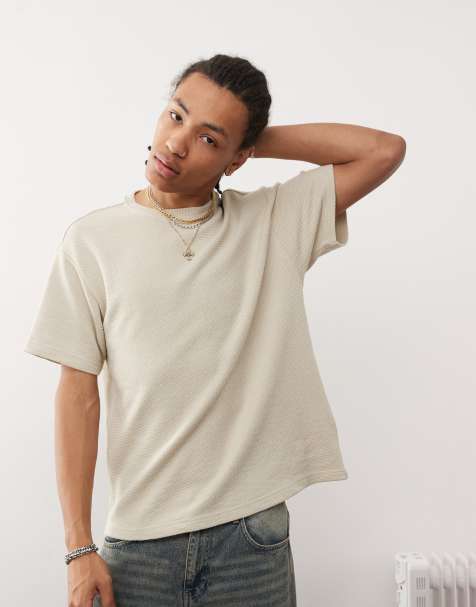 Pacsun waffle knit oversized t-shirt in off-white