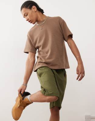 Pacsun Waffle Knit Oversized T-shirt In Brown