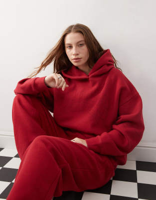 Pacsun Washed Embroidered Detail Hoodie In Red