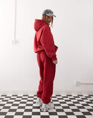 washed embroidered sweatpants in red - part of a set
