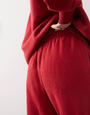 Pacsun Washed Embroidered Sweatpants In Red
