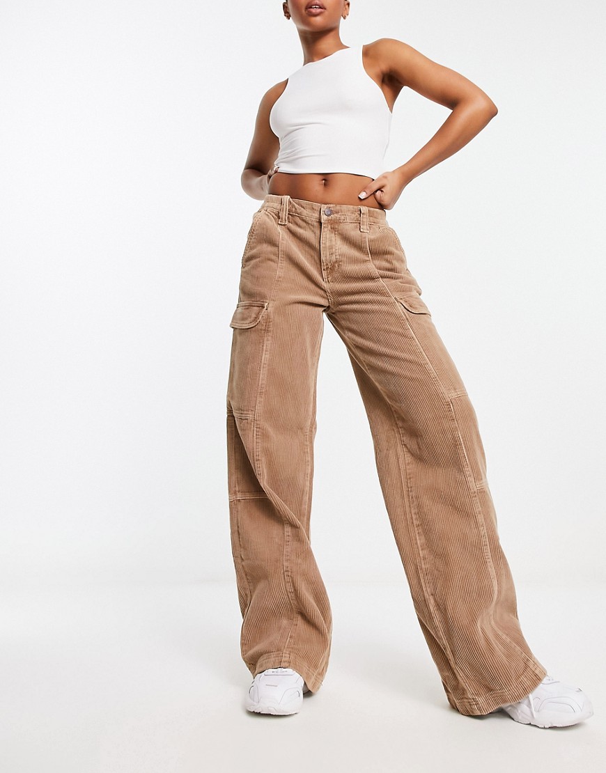 Pacsun wide leg cargo trousers in brown-Pink