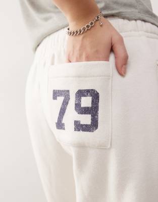 Pacsun Wide Leg Logo Sweatpants In White