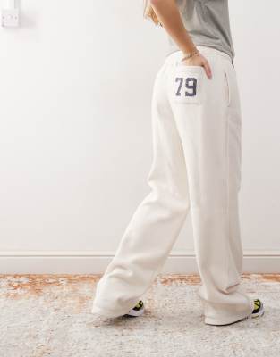 Pacsun wide leg logo sweatpants in cream heather - part of a