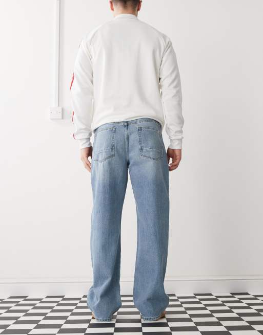 Pacsun wide leg washed jeans in medium indigo, 3 of 5