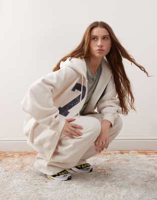 Pacsun Zip Through Logo Hoodie In White