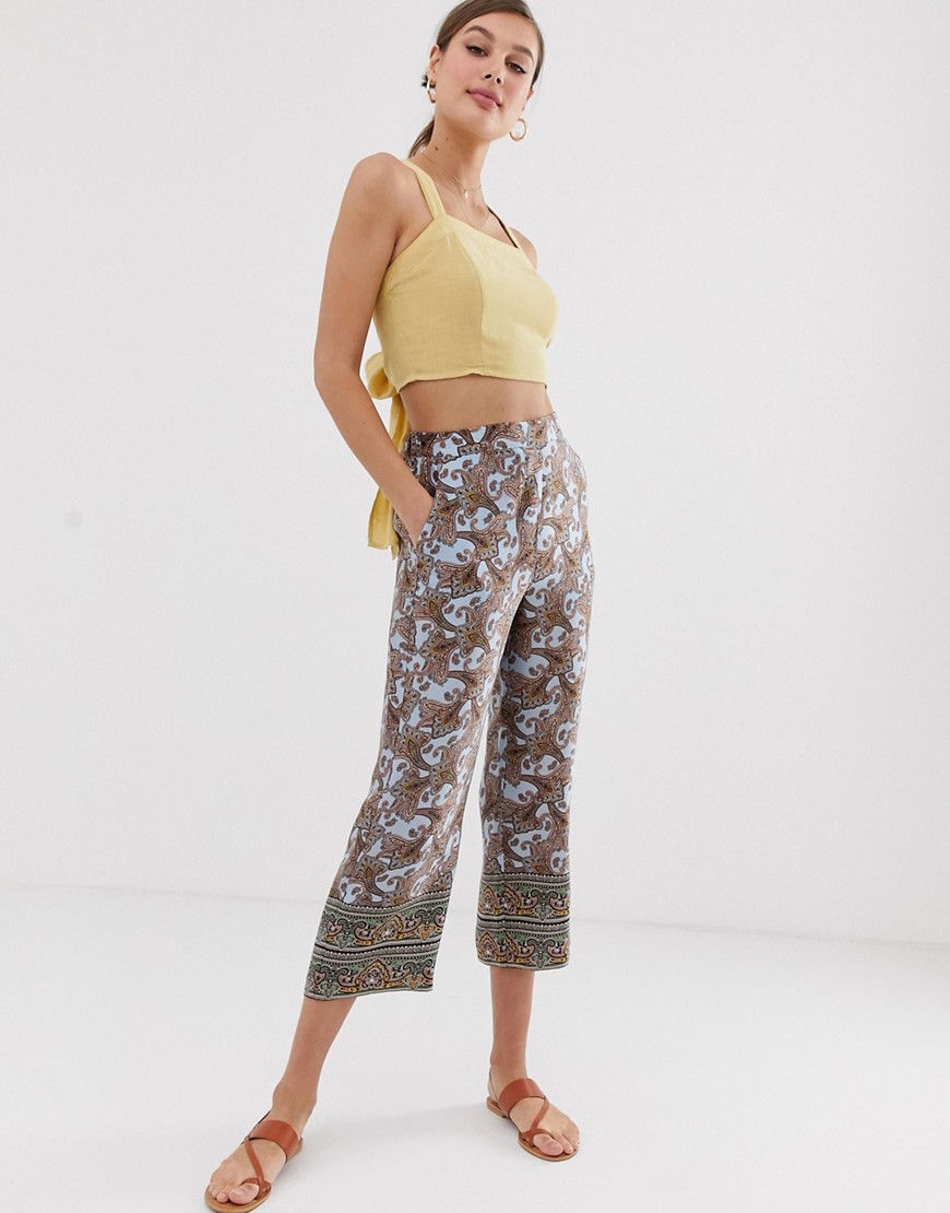 Paisley-printede bukser med elastik i taljen fra Mango-Multifarvet