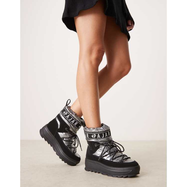 Pajar Galaxy snow boots in graphite liquid metal ASOS