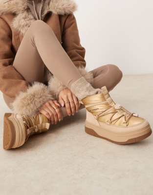 Pajar - Jamie - Schneestiefel aus Nylon in Gold-Goldfarben