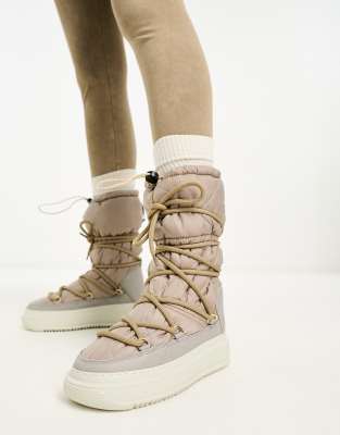 Pajar mid leg quilted snow boots in beige - ASOS Price Checker