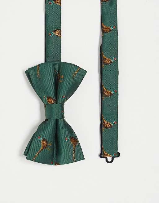 Pajarita verde bosque con estampado integral de faisán de Twisted Tailor