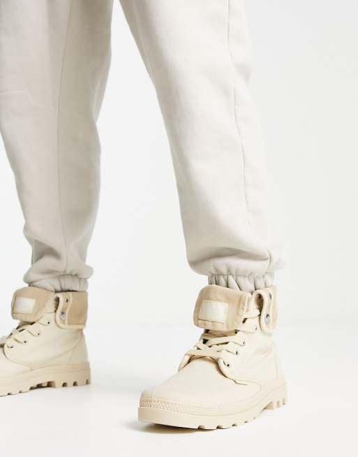 Palladium Baggy fold over boots in sahara beige