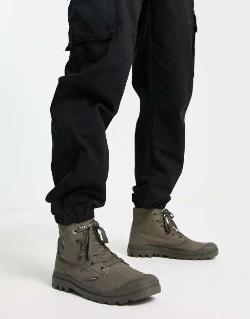 Palladium monochrome boots in olive | ASOS