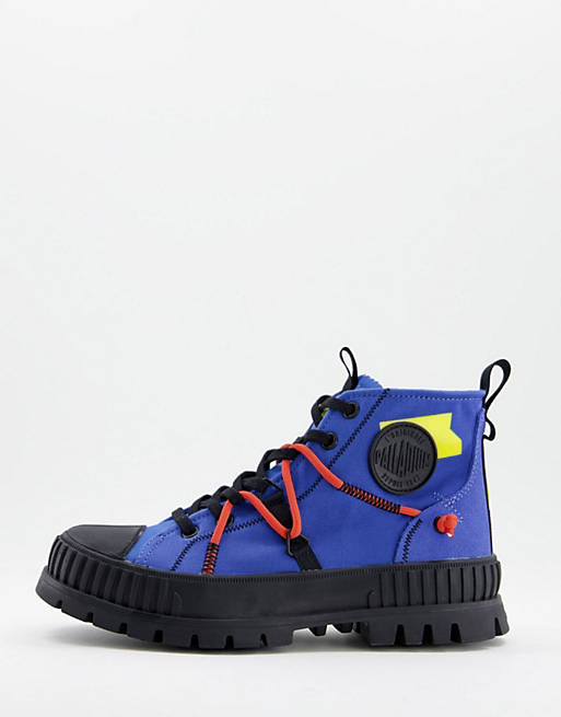 Palladium – Pallashock Re-Craft – Niebieskie trekkingowe buty sportowe za kostkę