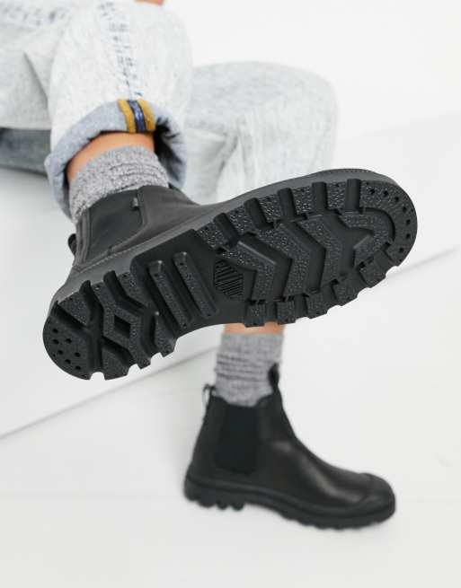 Palladium Pampa Bottines Chelsea en cuir Noir ASOS