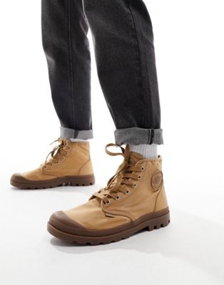 Palladium Pampa Hi lace up boots in beige - ASOS Price Checker