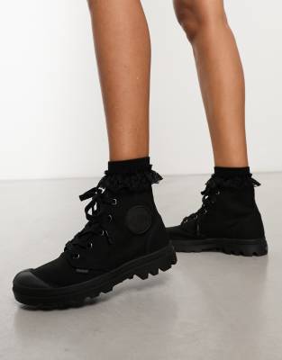 Palladium - Pampa Hi - Ankle-Boots in Schwarz mit mittelhohem Schaft