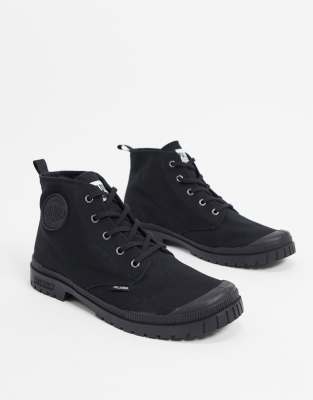 PALLADIUM PAMPA HI CANVAS BOOTS IN BLACK,76838-008-M BLK