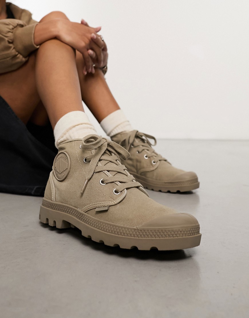 Palladium Pampa hi mid ankle boots in stone-Neutral