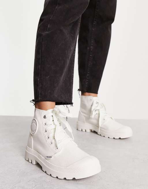 Palladium pampa white hi rive gauche flat ankle boots online