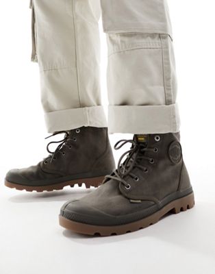 Palladium Pampa hi wax lace up boots in brown