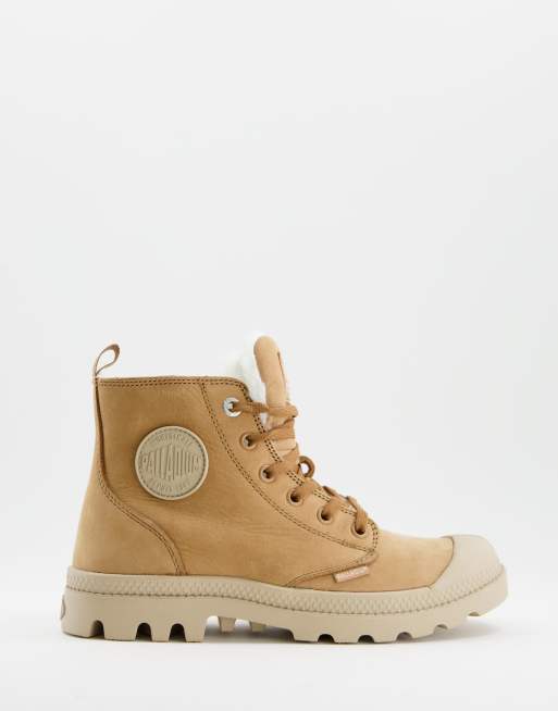 Palladium Pampa Hi Zip trainers with warm lining in brown nubuck leather