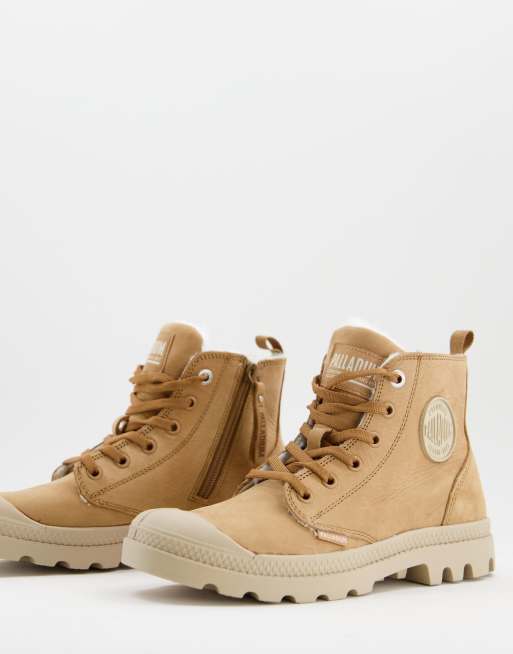 Populair Fysica kwaliteit Palladium - Pampa - Hoge sneakers met rits van nubuck leer met warme  voering in bruin | ASOS