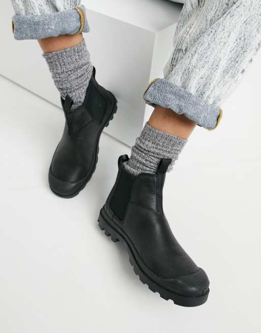 Palladium Pampa leather chelsea boots in black